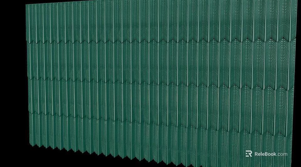 Green Corrugated Textured Wall Surface With Vertical Pattern Design Details 3d model
