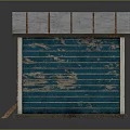 Wooden Cabin With Blue Exterior Peeling Paint White Roof And Wooden Steps