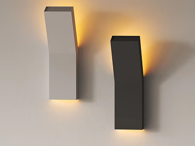 Modern Geometric White and Black Wall Lamps with Warm Illumination Mounted on the Wall 3d model