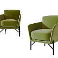 Modern Minimalist Single Sofa Simple Single Sofa Green Plush Sofa 3d model