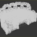 Medieval Stone Structure with Arched Openings Stacked Blocks Textured Surface and Torch Lights 3d model