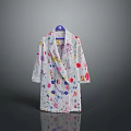 White Robe With Colorful Floral And Cartoon Patterns Hanging On Hanger