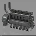 High Quality Automotive Metal Car Engine With Multi Cylinder Design And Exhaust Pipes