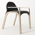 Modern Single Chair With Dark Fabric Seat Light Wooden Armrests And Sleek Design