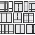 Various Modern Casement Windows With Different Frame Styles And Glass Panel Designs 3d model