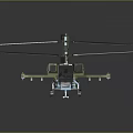 Camouflage Green Military Helicopter With Multiple Rotors Cockpit And Landing Gear