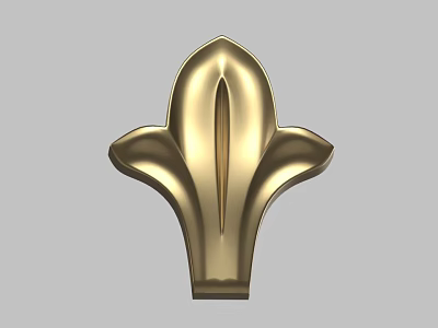 Golden Leaf Shaped Carved Decorative Ornament With Intricate Design Details 3d model