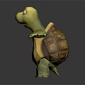 3D Animated Green Turtle Character With Yellow Shell Outstretched Arms And Surprised Expression 3d model
