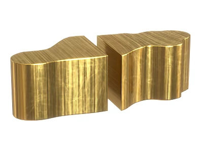 Two Golden Coffee Tables Featuring Wavy Texture And Modern Design 3d model