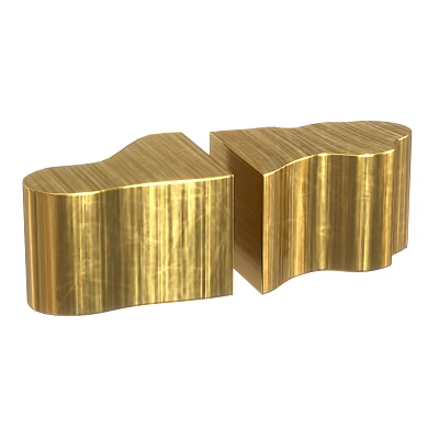 Two Golden Coffee Tables Featuring Wavy Texture And Modern Design 3d model