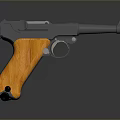 Vintage Classic Pistol With Wooden Grip Metal Frame And Retro Design