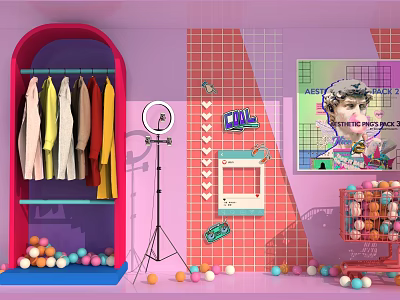 Modern Window Internet Celebrity Studio Wardrobe Window Shopping Beauty Chen 3d model