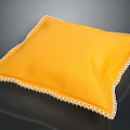 Elegant Yellow Cushion with White Decorative Lace Trim Soft Fabric Home Decor
