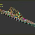Highly Detailed 3D Rendered Battleship Model As Historical Naval Water Vessel