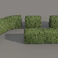 Decorative Green Bushes with Curved and Square Shapes for Garden Landscaping