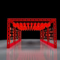 Festive Red Event Passage With Hanging Lanterns And Decorative Frame Structure 3d model