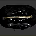 Black Furry Handbag With Gold Braided Handle And Decorative Black Bow
