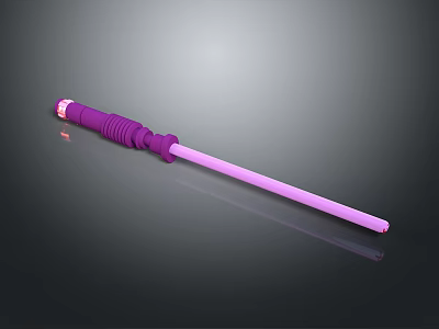 Purple Tool With Spiral Grip And Long Slender Rod On Dark Background With Reflection 3d model