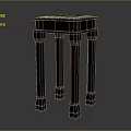 Dark Wood Classic Side Table With Four Column Legs And Square Top Design
