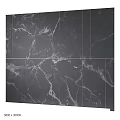 Modern Black Wall Design With Marble Texture And Metal Stripes Accents