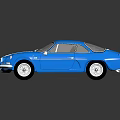 Blue Vintage Sports Car With Sleek Design Silver Wheels And Reflective Surface