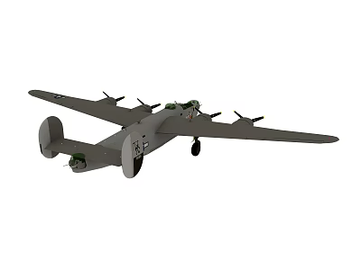 Gray Fighter Jet With Multiple Propellers And Extended Wings Design 3d model
