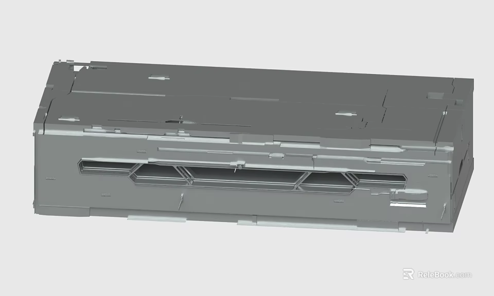 Industrial Gray Metal Component Featuring Long Rectangular Holes And Segmented Surface Design 3d model 