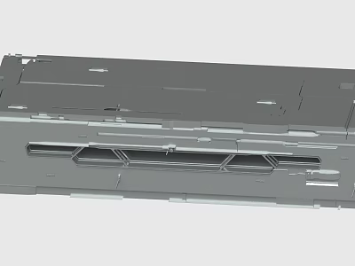 Industrial Gray Metal Component Featuring Long Rectangular Holes And Segmented Surface Design 3d model