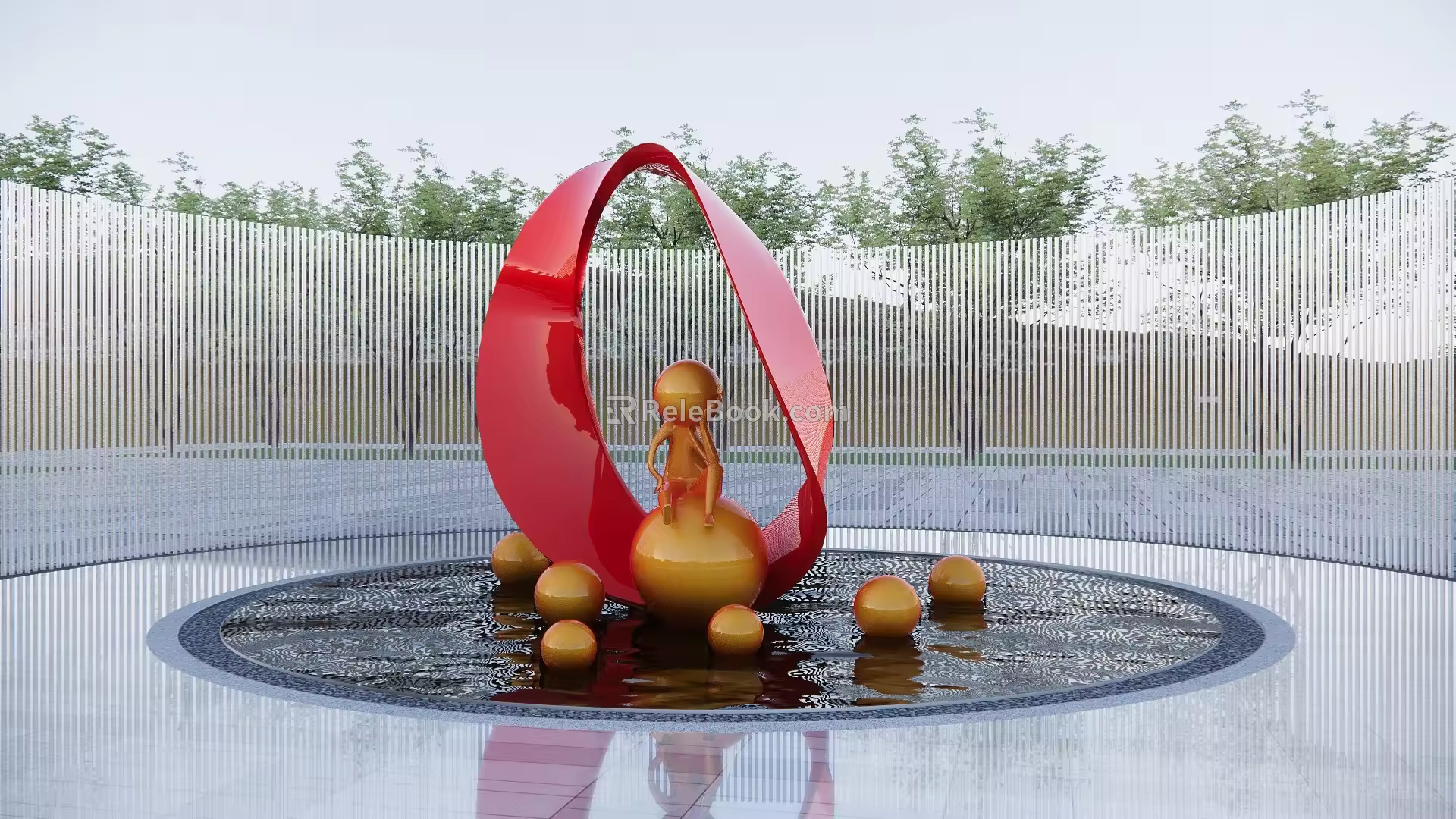 Abstract Water Sculpture 3d model