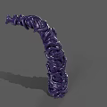 Purple Twisted Sculpture With Curved Rope Like Texture On Gray Background
