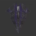 Futuristic Blue Streamlined Spaceship Design with Geometric Structure and Transparent Cockpit