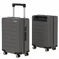 Gray Hard Shell Suitcases With Telescopic Handle Spinner Wheels And Striped Design 3d model