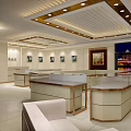 Luxurious Jewelry Store Interior With Elegant Display Counters And Ceiling Lighting 3d model