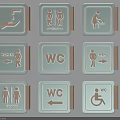Bathroom Sign Hangers with Male Female Disabled Washroom WC Indicators for Public Restroom Wall