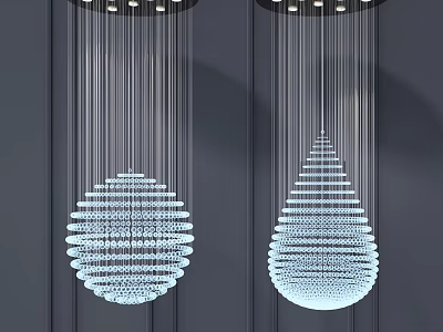 Modern Hanging Crystal Chandeliers With Spherical And Teardrop Shaped Elegant Light Fixtures 3d model