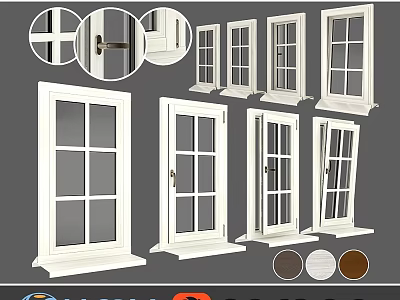 White Casement Windows With Multiple Designs And Color Options For Home 3d model