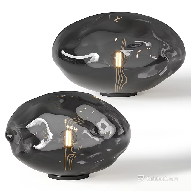 Black Glass Table Lamp With Unique Smooth Design For Modern Home Living Room Decor 3d model 