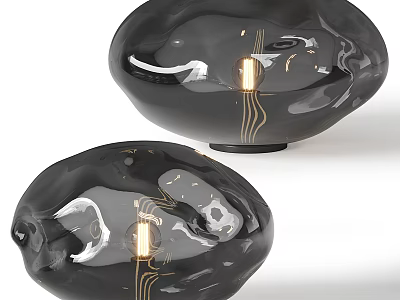 Black Glass Table Lamp With Unique Smooth Design For Modern Home Living Room Decor 3d model