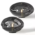 Black Glass Table Lamp With Unique Smooth Design For Modern Home Living Room Decor