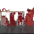 Christmas Decoration Display With Red Gift Boxes Big Bow Model And 25 Sign