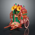 Modern Cart Wooden Cart Ancient Cart Nomadic Cart Ancient Sale Cart 3d model