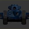 Blue Military Tank Model With Realistic Cannon Tracks And Detailed Design