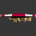 Shiny Gold Medal With Red And White Striped Ribbon And Detailed Front Design