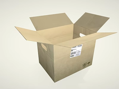Open Recyclable Cardboard Storage Box For Daily Household Use With Label 3d model