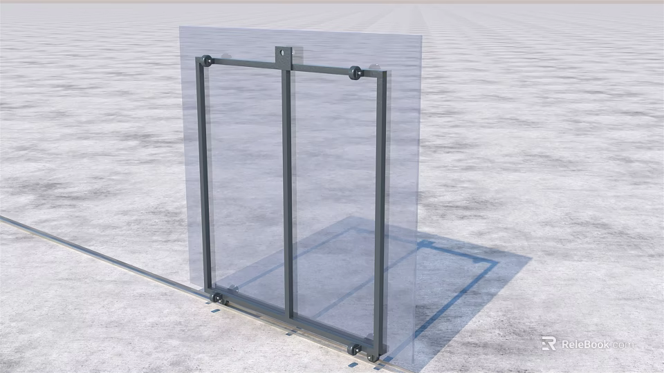 Transparent Glass Door With Metal Frame For Modern Interior Use 3d model 