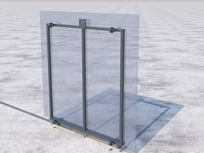 Transparent Glass Door With Metal Frame For Modern Interior Use 3d model
