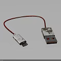 Red USB Cable With White Rusted And Worn Connectors Electronic Accessory 3d model