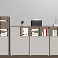 Modern File Cabinets with Storage Shelves File Folders and Printer for Office Organization 3d model