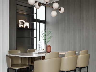 Modern Middle Style Dining Table Dining Chair Table Chair 3d model