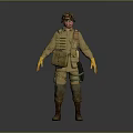 3D Military Character In Uniform With Helmet Tactical Vest Yellow Gloves And Boots